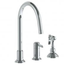 Watermark 321-7.1.3A-S1AV-PC - Deck Mounted 3 Hole Gooseneck Kitchen Faucet - Includes Side Spray