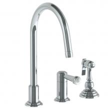 Watermark 321-7.1.3A-S2V-PC - Deck Mounted 3 Hole Gooseneck Kitchen Faucet - Includes Side Spray