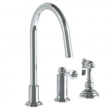 Watermark 321-7.1.3A-SWAV-PC - Deck Mounted 3 Hole Gooseneck Kitchen Faucet - Includes Side Spray