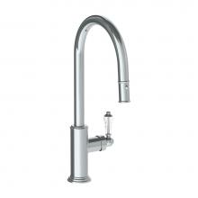 Watermark 321-7.3PG2-SWA-PC - Deck Mounted 1 Hole Gooseneck Kitchen Faucet with Pull Down Spray - High Spout