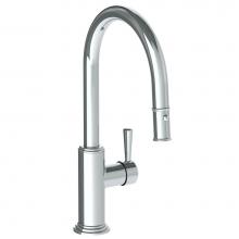 Watermark 321-7.3PG4-S1A-PC - Deck Mounted 1 Hole Gooseneck Kitchen Faucet with Pull Down Spray - Low Spout