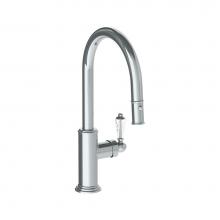 Watermark 321-7.3PG4-SWA-PC - Deck Mounted 1 Hole Gooseneck Kitchen Faucet with Pull Down Spray - Low Spout