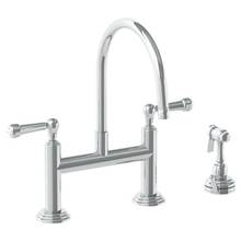 Watermark 321-7.65-S2-WH - Deck Mounted Bridge Kitchen Faucet with Independent Side Spray