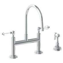 Watermark 321-7.65-SWA-WH - Deck Mounted Bridge Kitchen Faucet with Independent Side Spray