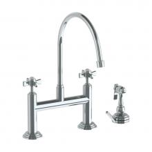Watermark 321-7.65EG-S1-PC - Deck Mounted Bridge Extended Gooseneck Kitchen Faucet with Independent Side Spray