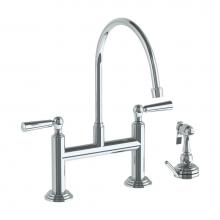 Watermark 321-7.65EG-S1A-PC - Deck Mounted Bridge Extended Gooseneck Kitchen Faucet with Independent Side Spray