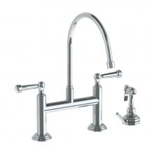 Watermark 321-7.65EG-S2-PC - Deck Mounted Bridge Extended Gooseneck Kitchen Faucet with Independent Side Spray