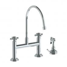 Watermark 321-7.65EG-V-PC - Deck Mounted Bridge Extended Gooseneck Kitchen Faucet with Independent Side Spray