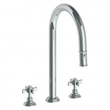 Watermark 321-7PG2-S1-PC - Deck Mounted 3 Hole Gooseneck Kitchen Faucet with Pull Down Spray