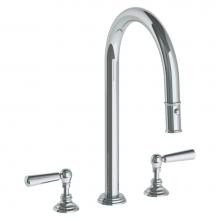 Watermark 321-7PG2-S1A-PC - Deck Mounted 3 Hole Gooseneck Kitchen Faucet with Pull Down Spray