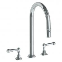 Watermark 321-7PG2-S2-PC - Deck Mounted 3 Hole Gooseneck Kitchen Faucet with Pull Down Spray