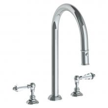 Watermark 321-7PG2-SWA-PC - Deck Mounted 3 Hole Gooseneck Kitchen Faucet with Pull Down Spray