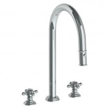 Watermark 321-7PG2-V-PC - Deck Mounted 3 Hole Gooseneck Kitchen Faucet with Pull Down Spray