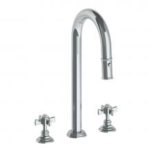 Watermark 321-9PG4-S1-PC - Deck Mounted 3 Hole Gooseneck Top Prep Faucet with Pull Down Spray