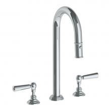 Watermark 321-9PG4-S1A-PC - Deck Mounted 3 Hole Gooseneck Top Prep Faucet with Pull Down Spray