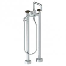 Watermark 36-8.26.3V-MM-PC - Floor Standing Square Bath set with Volume Hand Shower