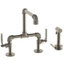 Watermark 38-7.65-EV4-WH - Deck Mounted Bridge Kitchen Faucet with Independent Side Spray