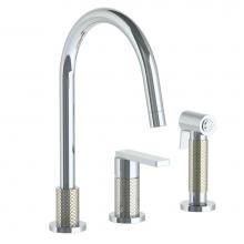 Watermark 71-7.1.3GA-LLO6V-PC - Deck Mounted 3 Hole Gooseneck Kitchen Set -  Includes Side Spray