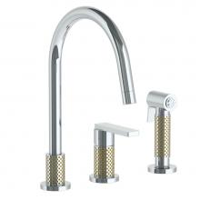 Watermark 71-7.1.3GA-LLP5V-PC - Deck Mounted 3 Hole Gooseneck Kitchen Set -  Includes Side Spray
