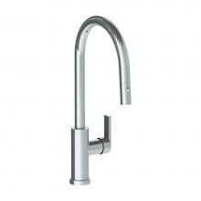 Watermark 71-7.3PG2-LLD4-PC - Deck Mounted 1 Hole Gooseneck Kitchen Faucet with Pull Down Spray - High Spout