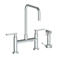 Watermark 71-7.65-LLD4-PC - Deck Mounted Bridge Square Top Kitchen Faucet with Independent Side Spray