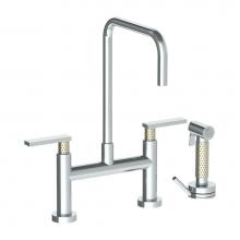 Watermark 71-7.65-LLP5-PC - Deck Mounted Bridge Square Top Kitchen Faucet with Independent Side Spray