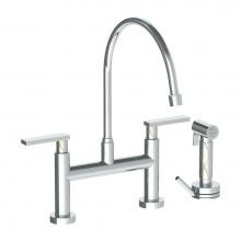 Watermark 71-7.65EG-LLD4-PC - Deck Mounted Bridge Extended Gooseneck Kitchen Faucet with Independent Side Spray