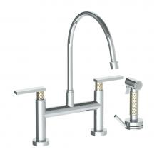 Watermark 71-7.65EG-LLP5-PC - Deck Mounted Bridge Extended Gooseneck Kitchen Faucet with Independent Side Spray