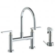 Watermark 71-7.65G-LLD4-PC - Deck Mounted Bridge Gooseneck Kitchen Faucet with Independent Side Spray