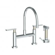 Watermark 71-7.65G-LLO6-PC - Deck Mounted Bridge Gooseneck Kitchen Faucet with Independent Side Spray