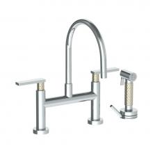 Watermark 71-7.65G-LLP5-PC - Deck Mounted Bridge Gooseneck Kitchen Faucet with Independent Side Spray