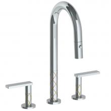 Watermark 71-9PG4-LLD4-PC - Deck Mounted 3 Hole Gooseneck Prep Faucet with Pull Down Spray