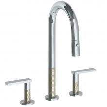 Watermark 71-9PG4-LLO6-PC - Deck Mounted 3 Hole Gooseneck Prep Faucet with Pull Down Spray