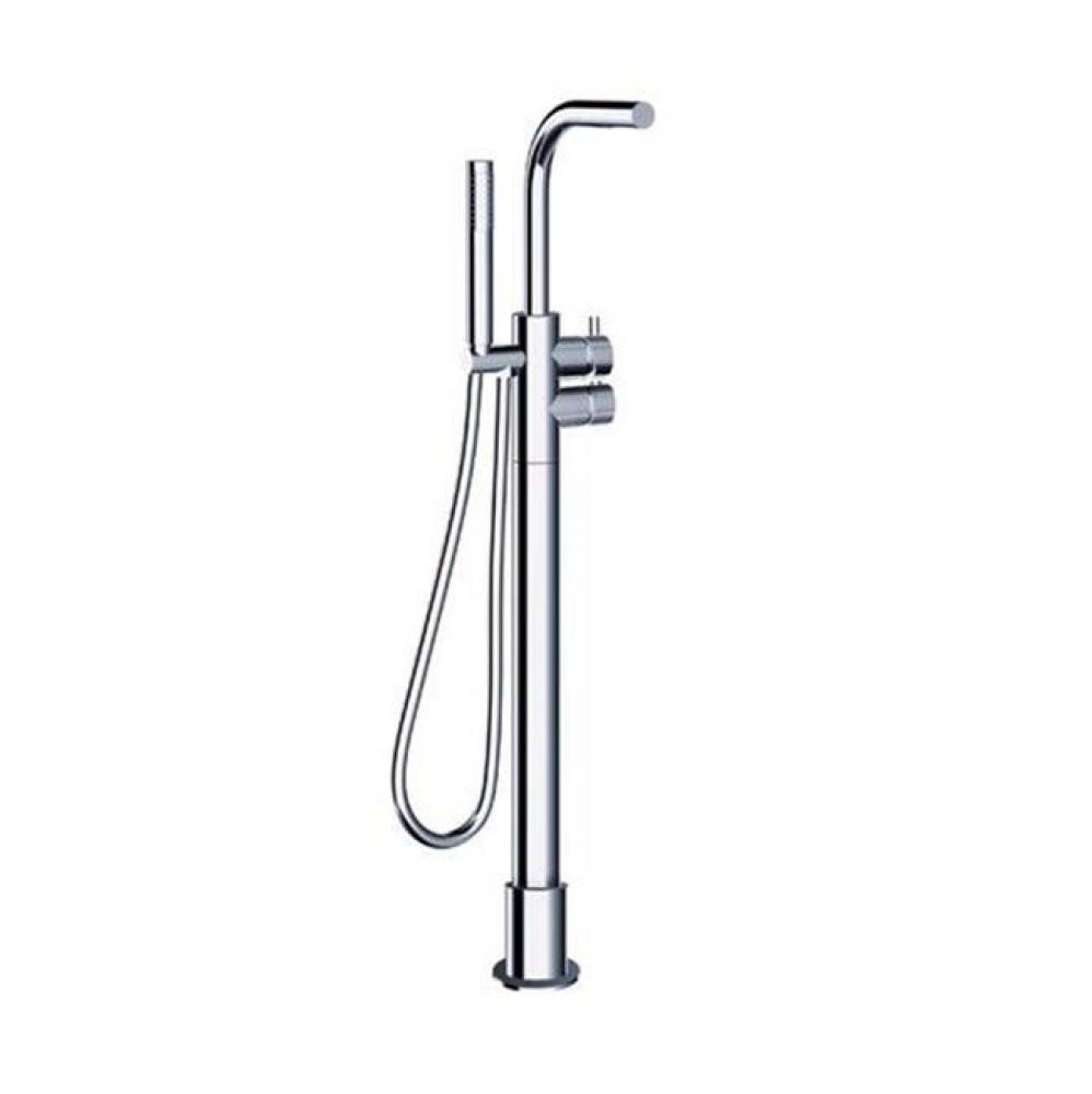 pure 2 single hole, floor mounted thermostatic tubfiller with handshower & smooth 60'&apo