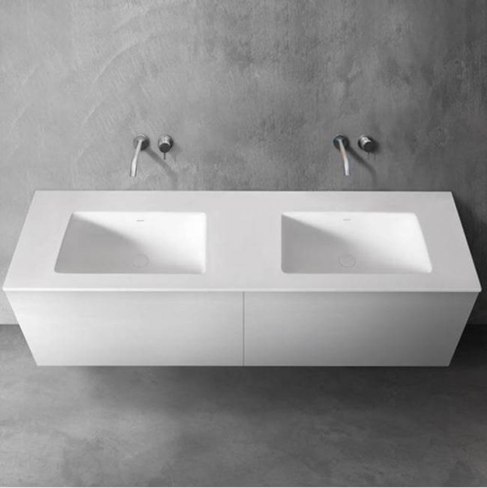 blu stone™ integrated double basin vanity top, 4'' Apron