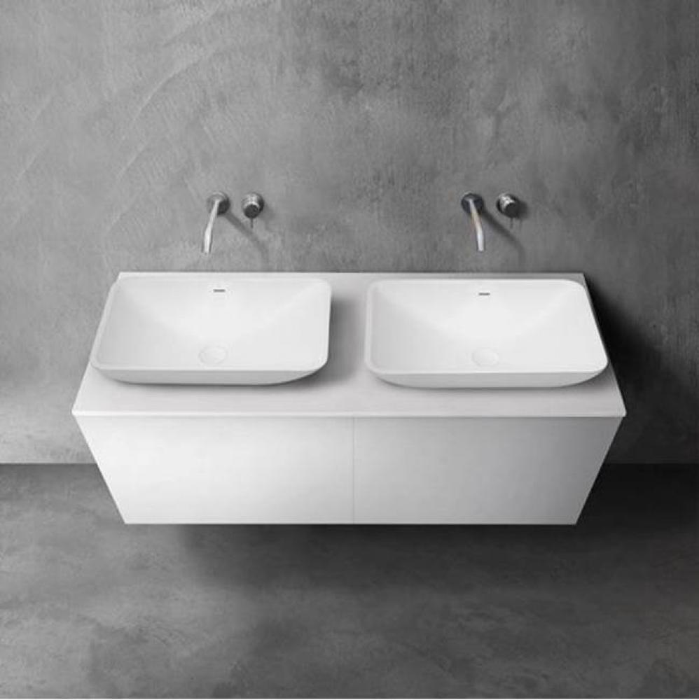 blu•stone™ vanity countertop; 55 1/4''W x 1/2''H x 20 1/4''D; Wh