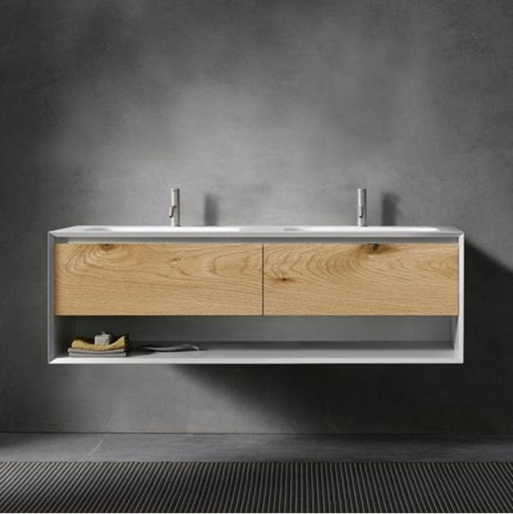 45-Degree Fenix 1400 UP V2, wall vanity; 55''W x 20 1/2''H x 20 7/8'&apos