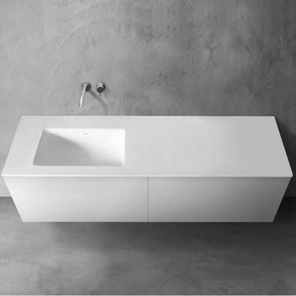 blu stone™ integrated left basin vanity top, 4'' Apron
