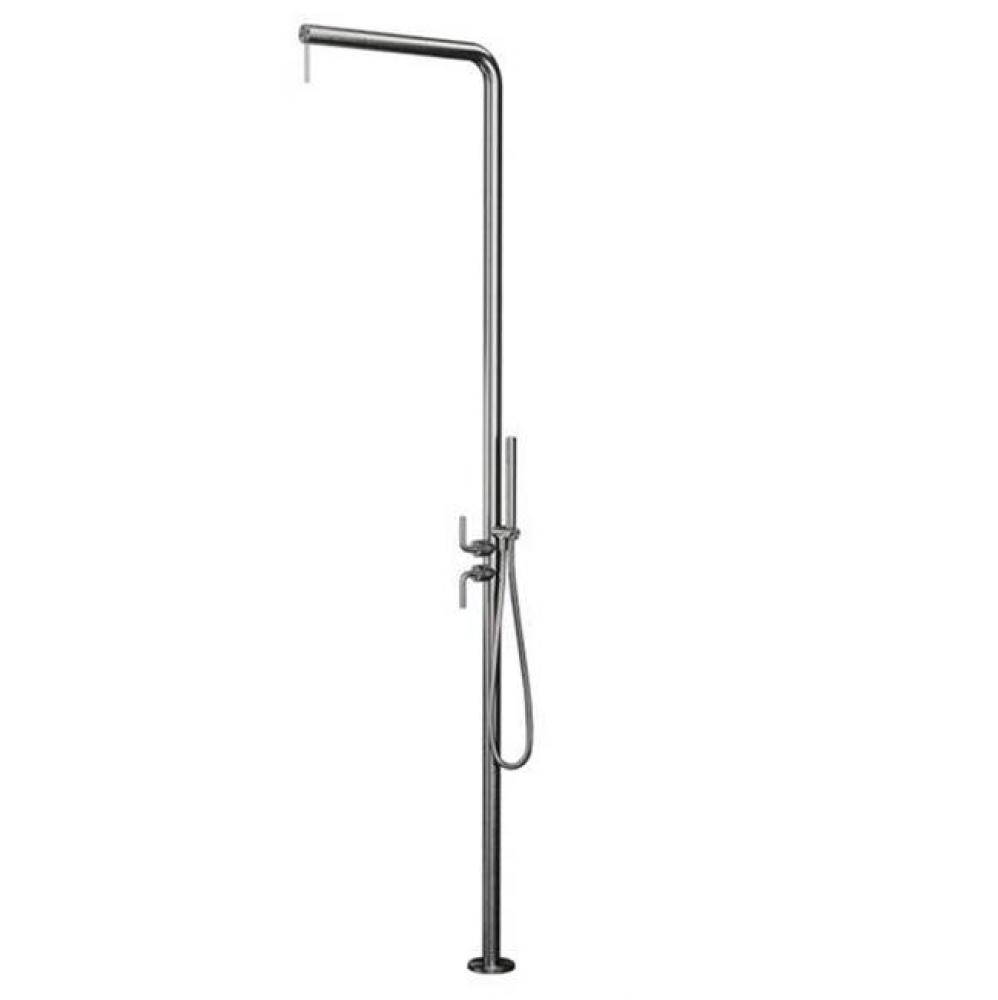 Outdoor freestanding overhead shower w hydroprogressive mixer