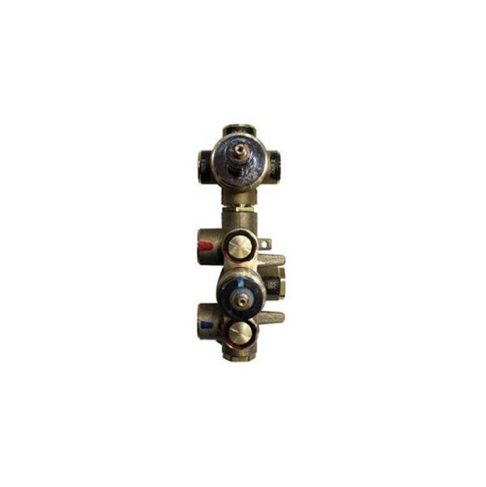 thermo tub/shower rough-in valve 3 outlet 3 way diverter - incl. isolated integral shut offs