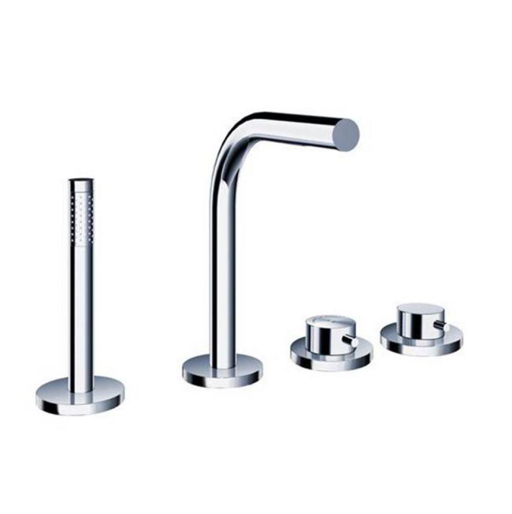 pure 2 four-hole deck-mounted thermostatic tubfiller with handshower & flexible hose