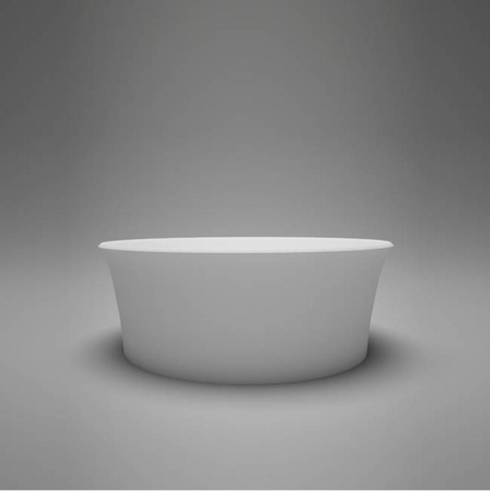 Luna Blu Stone™ Round Countertop Vessel Basin, White Gloss With Drain Cover; 15'' Dia