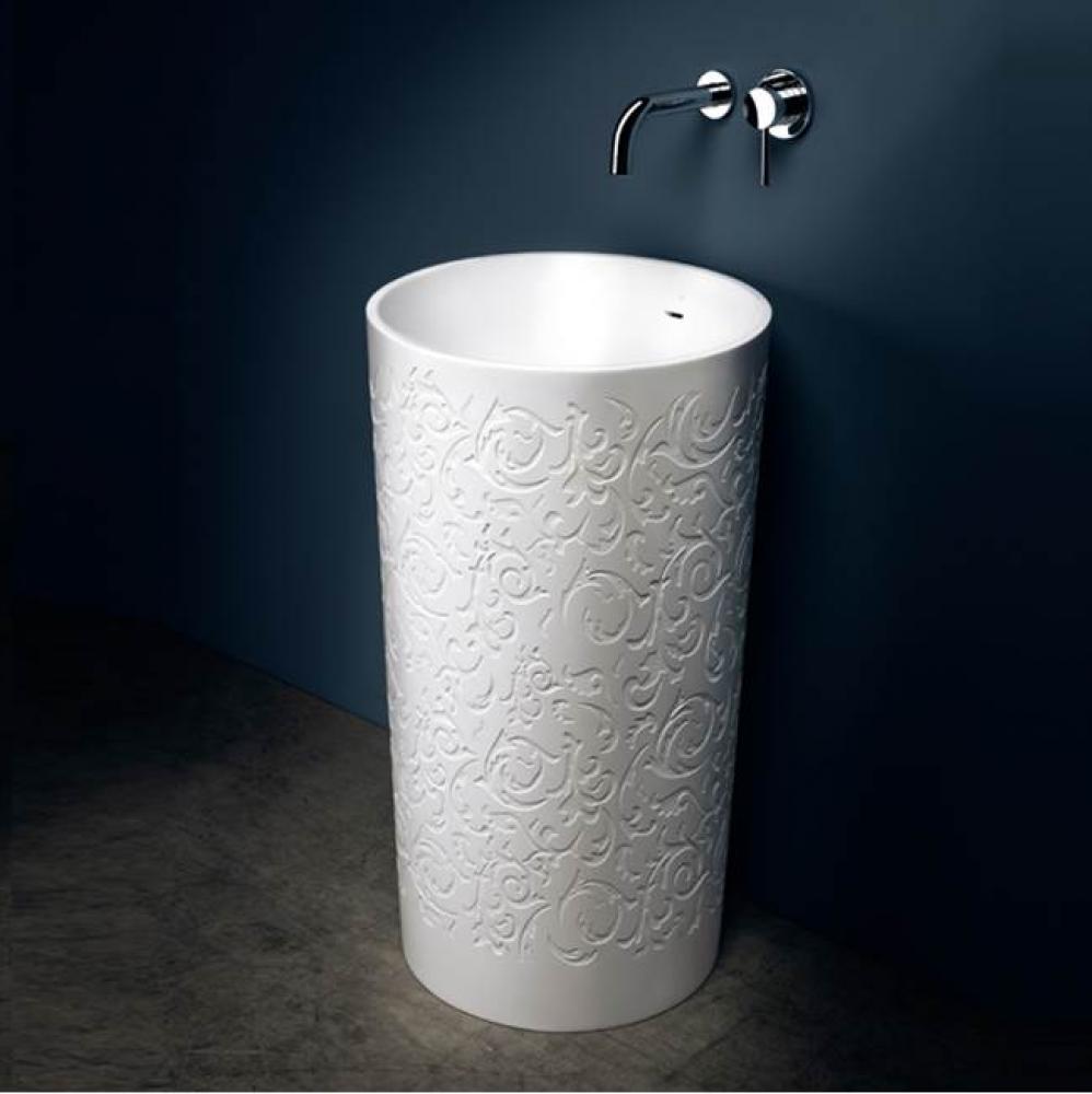 Coco Blu-Stone Round Freestanding Pedestal Basin White Matte 17 3/4''Diax32 3/4'&ap