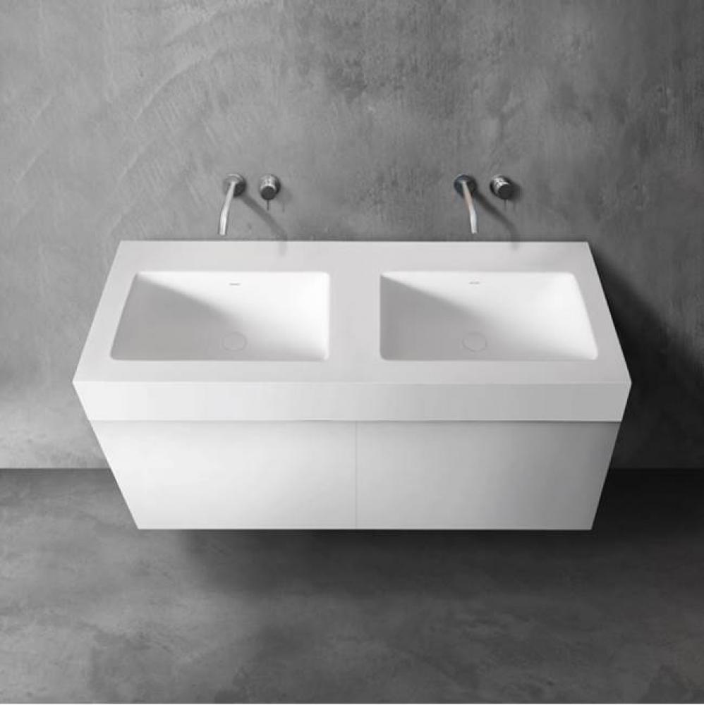 Series 1400 Blu Stone™ Integrated Vanity Top And Double Basin, 4'' Thickness, White Gl