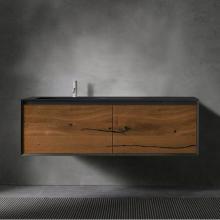 Blu Bathworks FXV1-1401-04M - 45-Degree Fenix 1400 FULL V1, wall vanity w Left bowl; 55''W x 20 1/2''H x 20