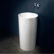 Blu Bathworks SA0505-01M - Coco Blu-Stone Round Freestanding Pedestal Basin White Matte 17 3/4''Diax32 3/4'&ap