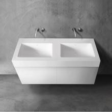 Blu Bathworks SA1410-01G - Series 1400 Blu Stone™ Integrated Vanity Top And Double Basin, 4'' Thickness, White Gl