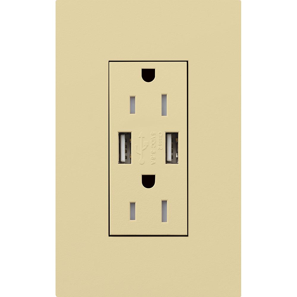 DUPLEX 15A TR DUAL USB RECEPTACLE IV FP