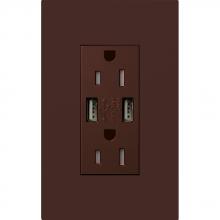 Lutron Electronics LTR-F15-UBTR-BR - DUPLEX 15A TR DUAL USB RECEPTACLE BR FP