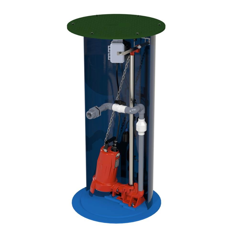 2 hp, Simplex 2-Stage Grinder Package, 3PH, 208/230V, 1-1/4'' Discharge with 24'&ap